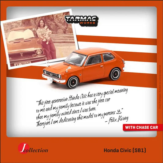 Tarmac Works 1:64 Honda Civic (SB1) Orange Diecast Model Car