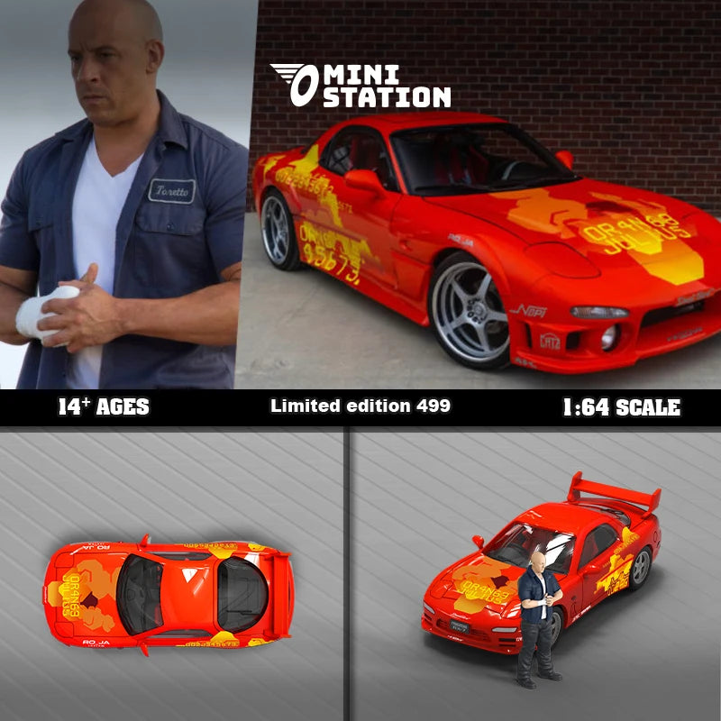 Mini Station  1:64 RX-7 Orange Fast & Furious limited499 Diecast Model Car