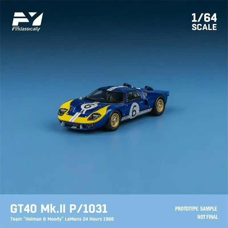 Findclassically 1:64 GT40 Mk.I P1059 White / Mk.II P1031 “Holman & Moody” #6 1966 limited500 Diecast Model Car