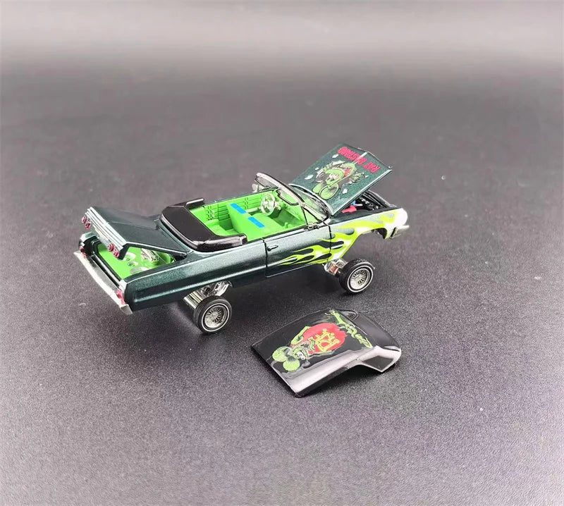Fine Works64 1:64 Impala Lowrider Emerald Rat Die-Cast Car Model Miniature Gifts