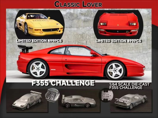Classic Lover CL 1:64 F355 Challenge Red / yellow limited499 Diecast Model Car