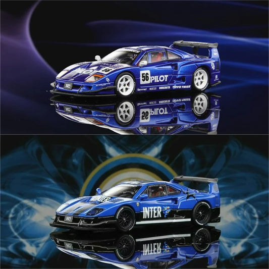 Demon King Auto 1:64 F40 LB-Works #56 Paramount blue / Inter Milan black blue Diecast Model Car