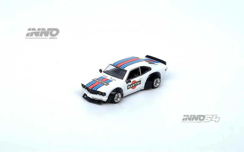 INNO 1:64 SAVANNA RX3 MARTINI RACING Livery White Stripe Diecast Model Car