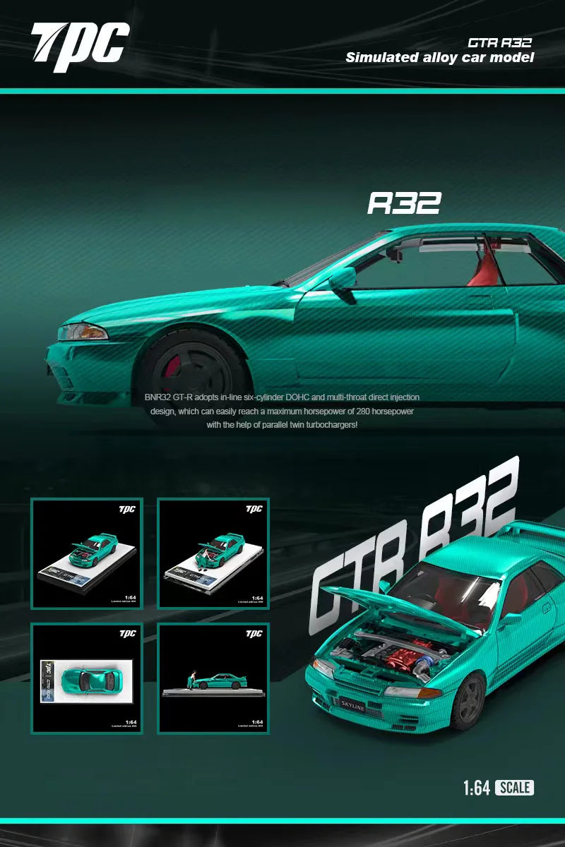 **Pre-Order** TPC 1:64 GTR R32 Green carbon fiber limited499 Diecast Model Car