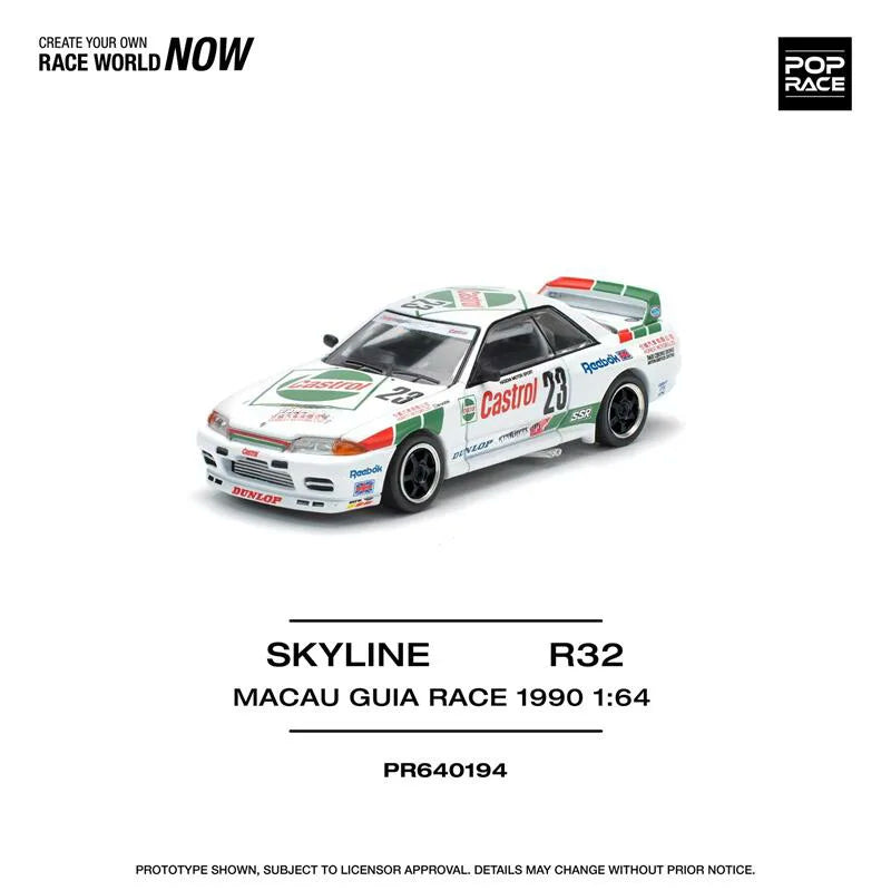 Pop Race 1:64 Skyline R32 Macau Guia Race #23 Diecast Model Car