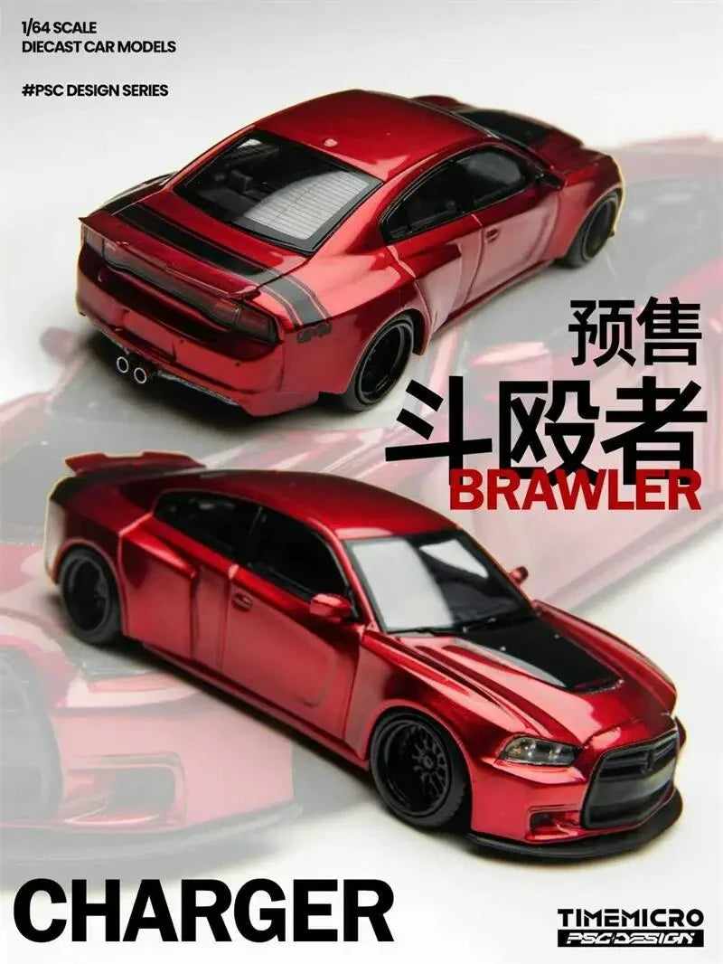 TimeMicro × PSC DESIGN 1:64 Charger "Brawler" Red / White Diecast Model Car