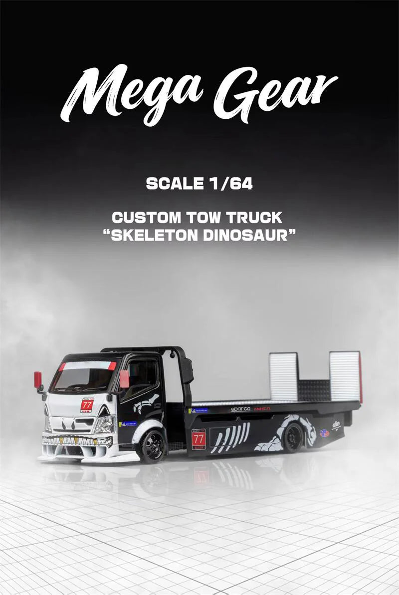 Mega Gear 1:64 SKELETON DINOSAUR CUSTOM TOW TRUCK Die-Cast Car Model Miniature Gifts