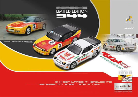 Spark x Tiny 1:64 944 Turbo Cup Combo - Turbo Cup #2 & Adler Von Tirol (Upright headlights) Diecast Model Car