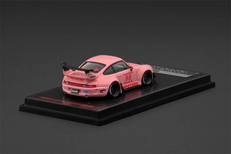 PreSale IG 1:64 RWB993 Matte Pink Die-Cast Car Model Collection Miniature collection display