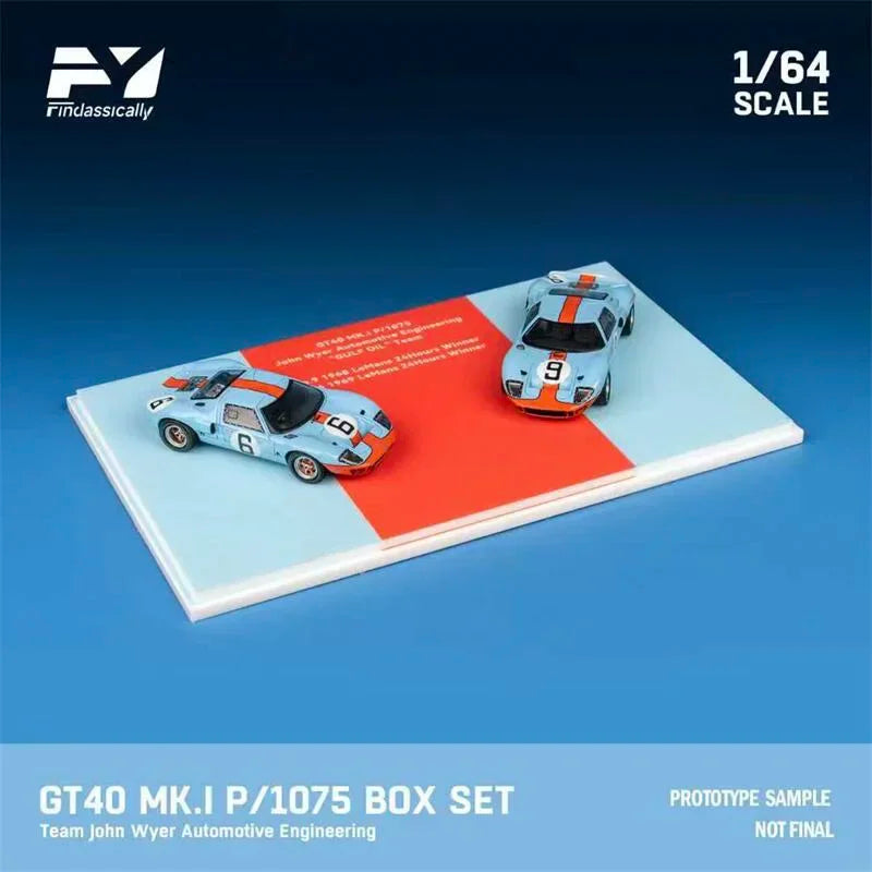 Findclassically 1:64 GT40 Mk.l 1968 Orange Blue #9 & #6 Die-Cast Car Model Collection Miniature