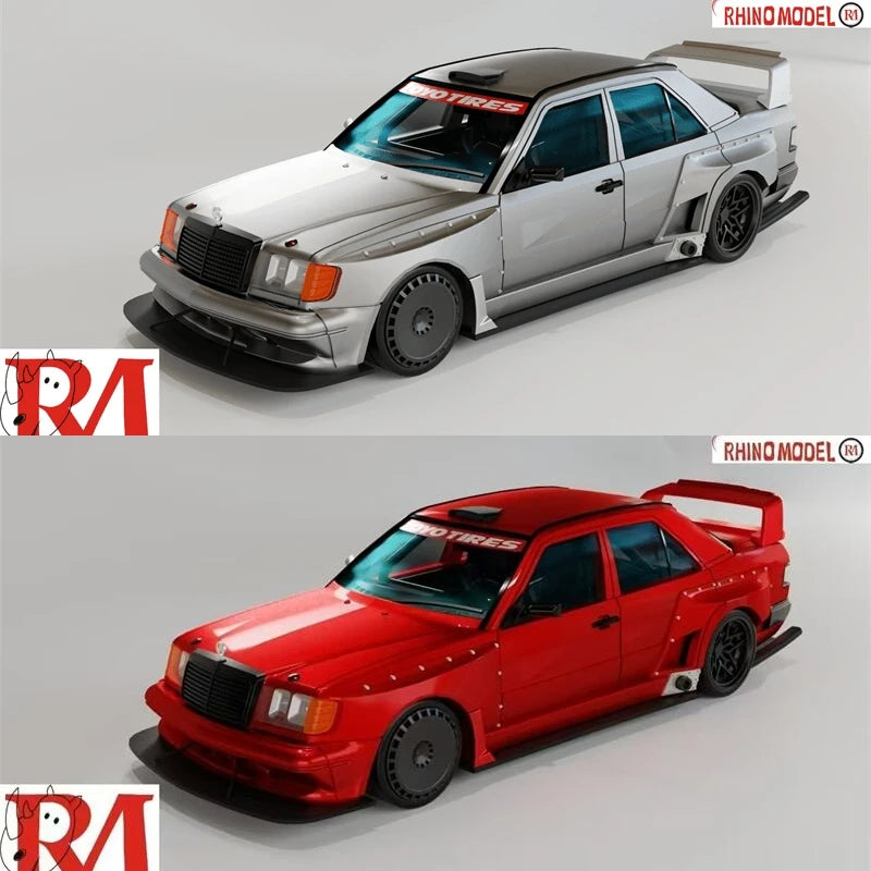 Rhino Model RM 1:64 W124 Silver / Red Limited499 Diecast Model Car