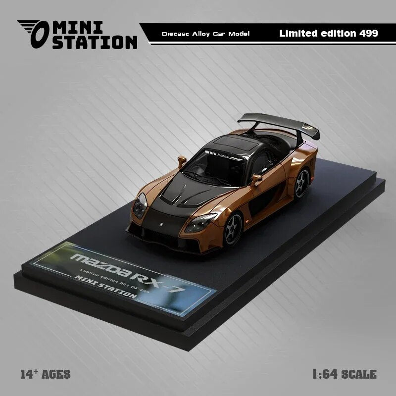 Mini Station  1:64 RX7 Veilside Metallic Brown/Black limited499 Diecast Model Car