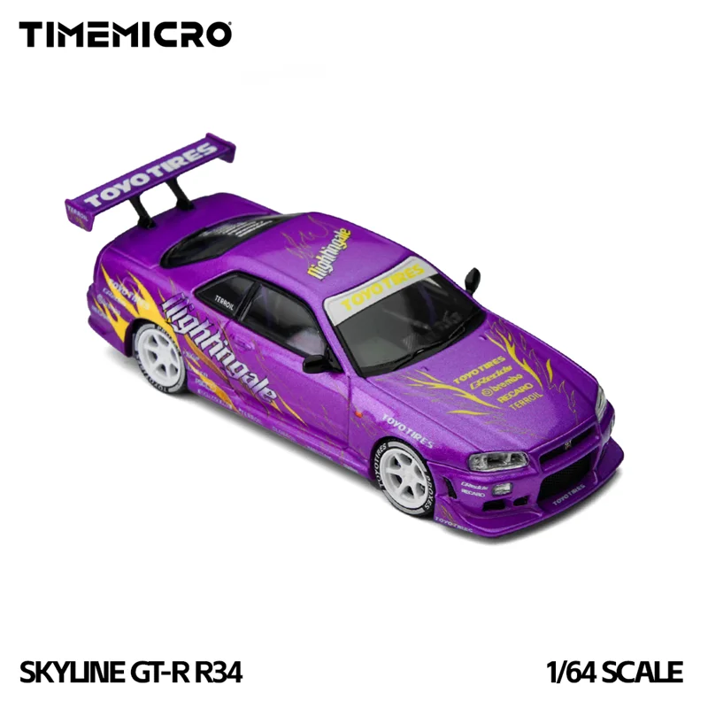 TimeMicro 1:64 Skyline R34 purple Diecast Model Car