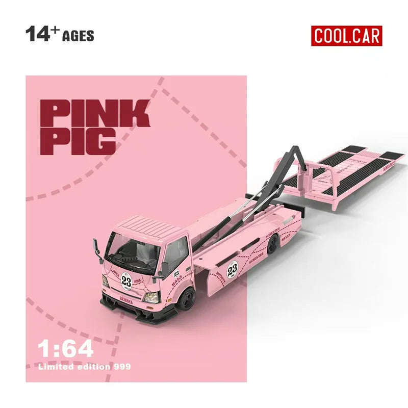 Cool Car 1:64 H300 Flatbed transport trailer Pink Pig Diecast Model Car