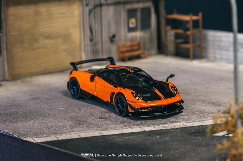 **Pre-Order** Tarmac Works 1:64 Pagani Huayra BC Arancio Saint Tropez BLACK ORANGE Diecast Model Car