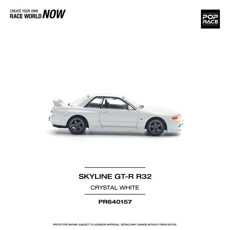 **Pre-Order** POP RACE 1:64 SKYLINE GT-R R32 - CRYSTAL WHITE Diecast Model Car