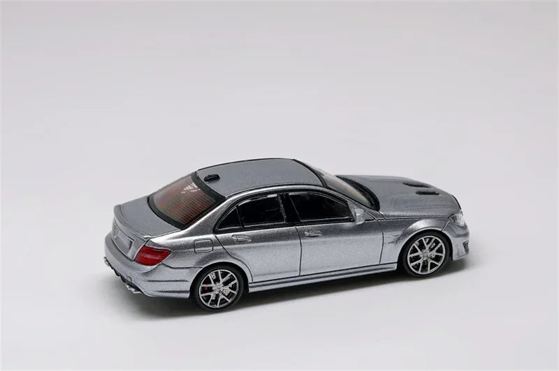 PreSale KING MODEL 1:64 C63 AMG W204 Limited 799 Titanium Gray / Yellow / Blue Collection Miniature Diecast Metal Model Car