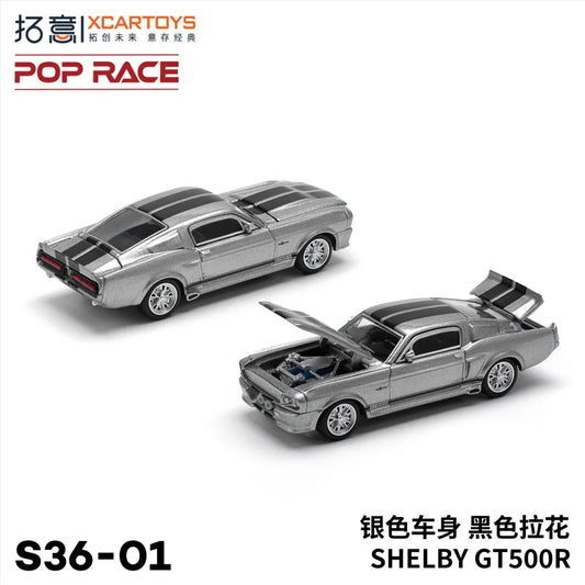 Xcartoys x POP RACE 1:64 SHELBY GT500R Silver Diecast Model Car