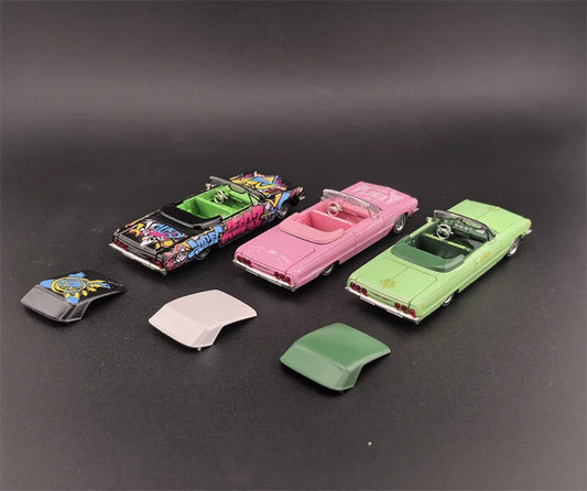 Fine Works 1:64 Impala Lowrider Pink / Green / Black Diecast Model Car
