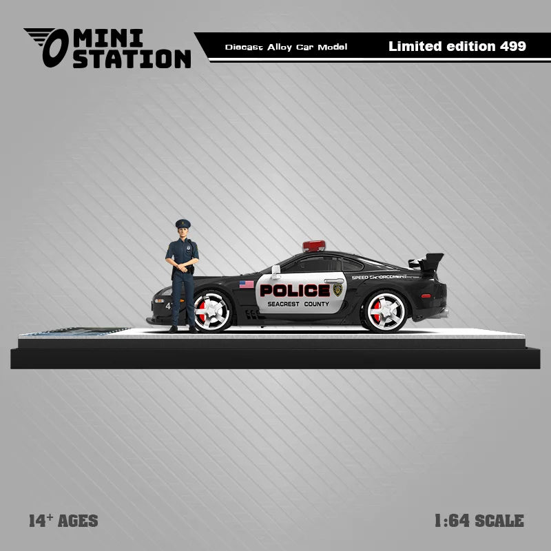 Mini Station  1:64 Supra A80Z GTA Police Car Diecast Model Car