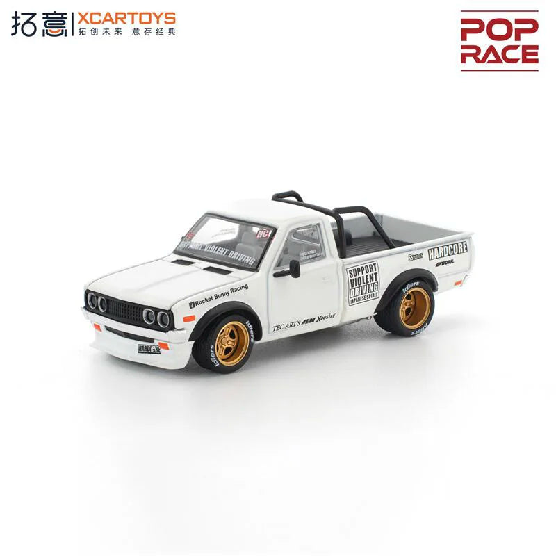 Xcartoys x Pop Race 1:64 PANDEM DATSUN 620 PickUP Truck White Diecast Model Car