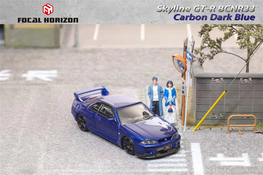 Focal Horizon FH 1:64 Skyline GT-R BCNR33 Carbon Dark Blue Diecast Model Car