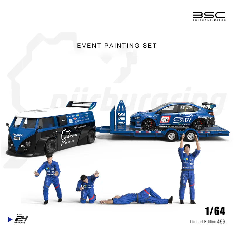 BSC 1:64 STI T1 Wrangler Figures set Trailer set limited499 Diecast Model Car