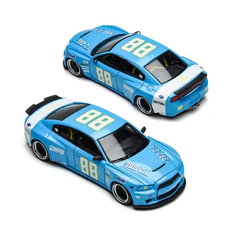 Time Micro × PSC DESIGN 1:64 Charger "Brawler" Daytona Blue Diecast Model Car