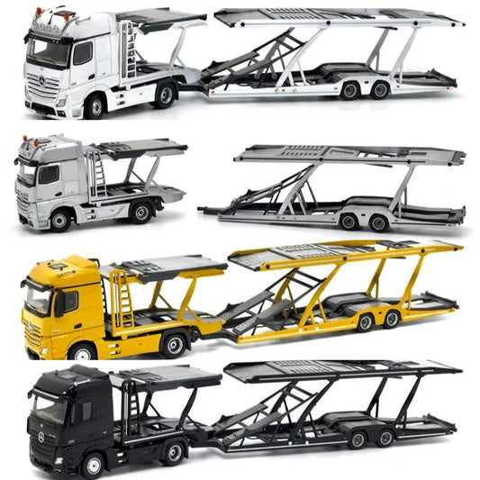 Unique Model × Tiny 1:64 MB Actros Double decker car trailer LHD Diecast Model Car