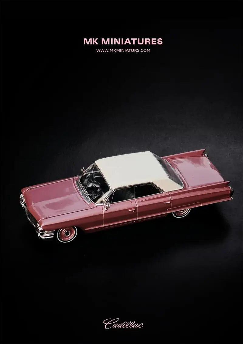 MK Miniatures 1:64 DeVille Pink / White Diecast Model Car