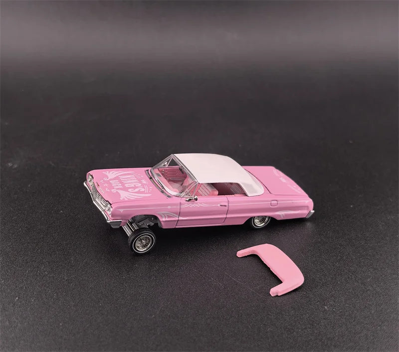 Fine Works 1:64 Impala Lowrider Pink / Green / Black Diecast Model Car