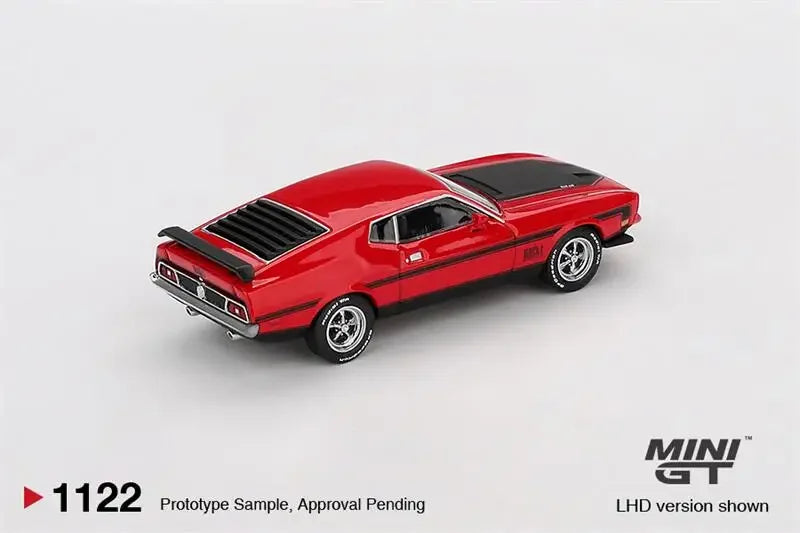 MINI GT 1:64 Mustang Mach1 1971 Race Red Black Diecast Model Car