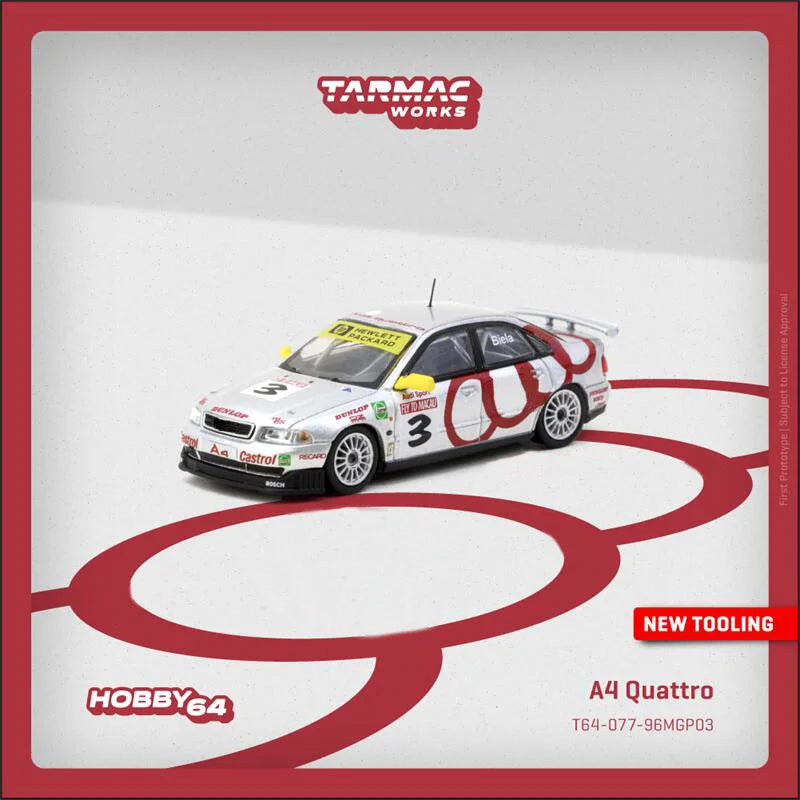 Tarmac Works 1:64 A4 Quattro Macau Guia Race 1996 Winner Frank Biela / F40 Red Die-Cast Car Model Miniature Gifts