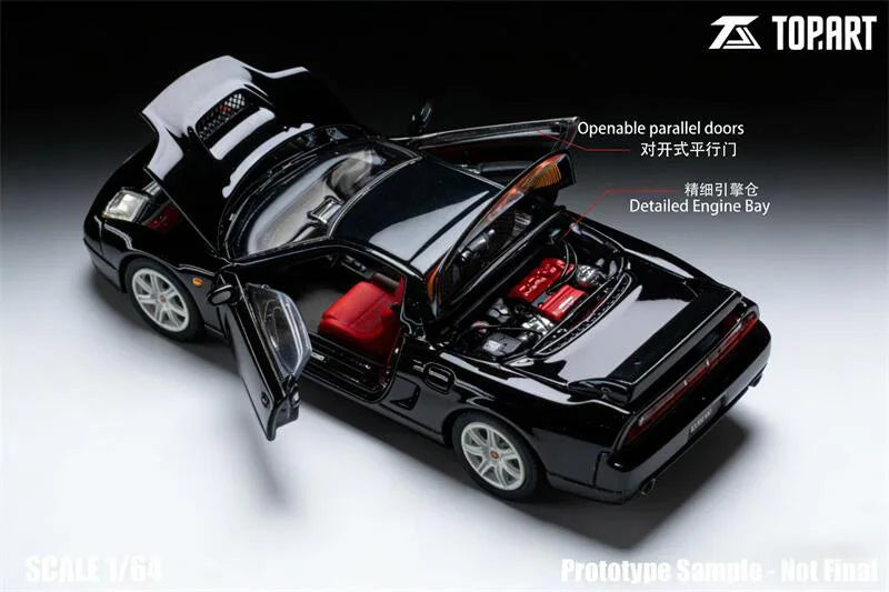 Topart 1:64 2002-05 NSX-R NA2 Metallic Black Die-Cast Car Model Miniature Gifts
