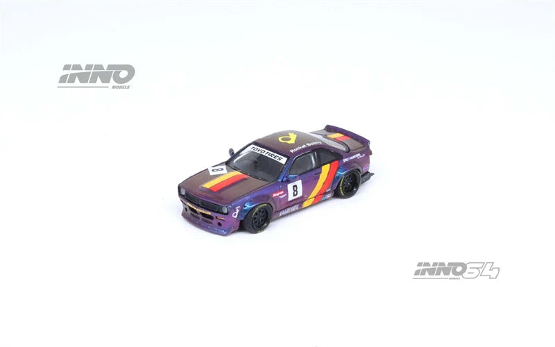 INNO 1:64 SILVIA (S14)#8 BOSS ROCKET BUNNY Purple Diecast Model Car