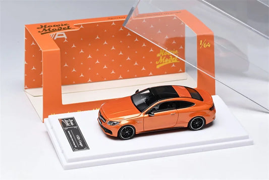 Howie Model HM 1:64 C63 S Coupe W205 Sunset Orange Limited499 Diecast Model Car