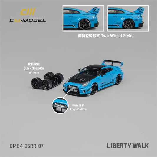 CM MODEL  1:64 LBWK GT35RR Blue Diecast Model Car