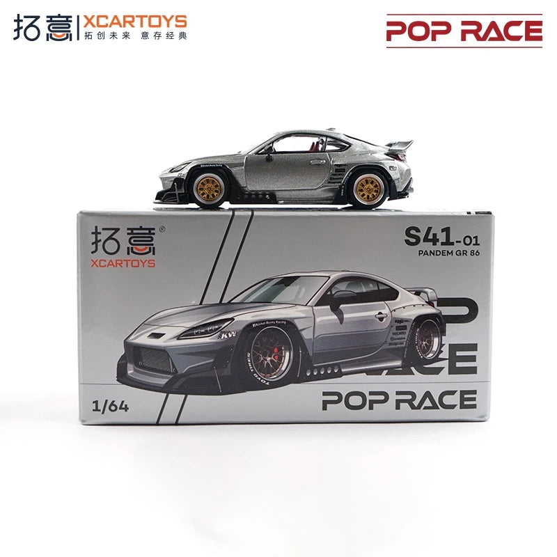 Xcartoys x POP RACE 1:64 PANDEM GR 86 Silver Diecast Model Car