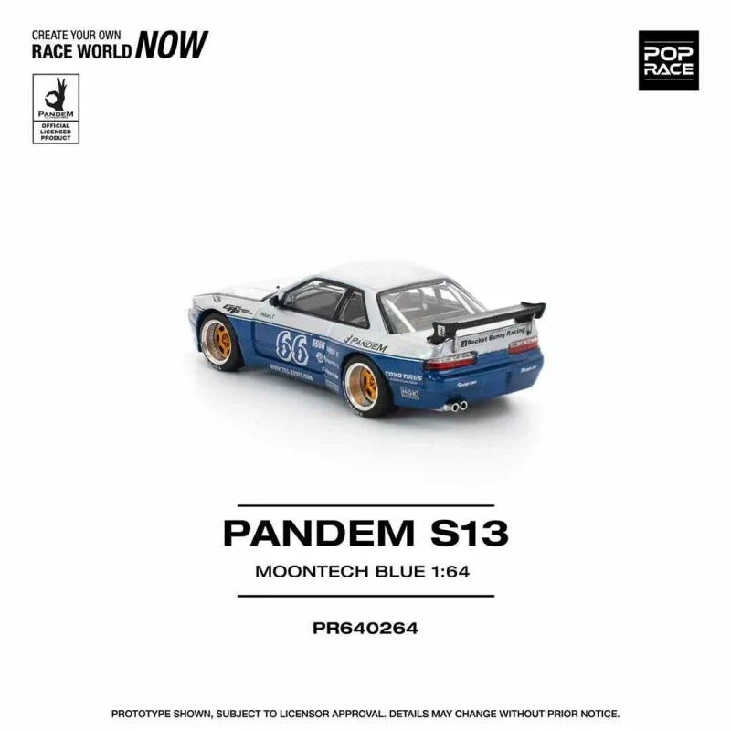 POP RACE 1:64 PANDEM SILVIA S13 MOONTECH BLUE Diecast Model Car
