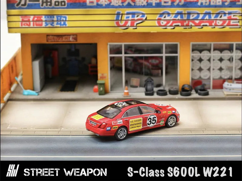 SW 1:64 S-Class S600L W221 Red Pig limited700 Diecast Model Car
