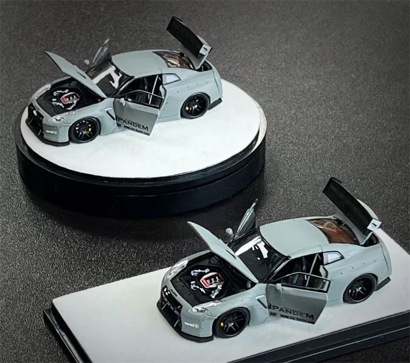 PGM 1:64 Rocket Bunny Pandem R35 Combat Grey Full Opening w/Engine Diecast Model Car