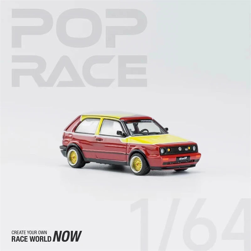 Pop Race 1:64 Golf GTI MKIl YellowRed Diecast Model Car