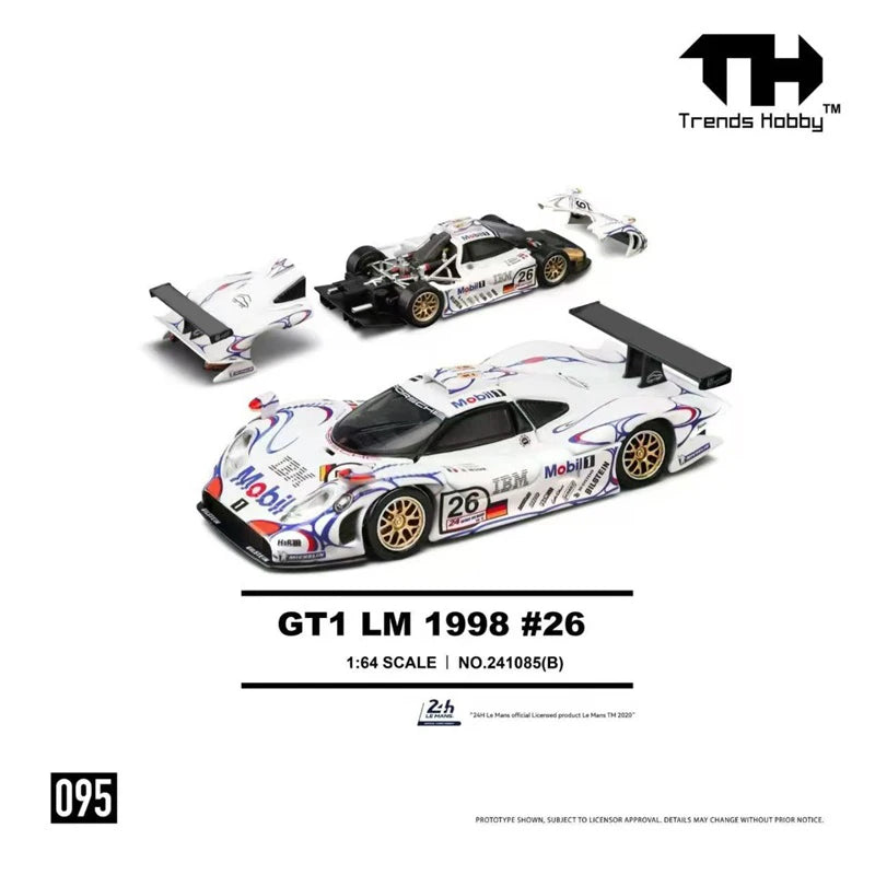 Trends Hobby 1:64 GT1 LM 1988 #26 Champion White / Turbo GT Diecast Model Car