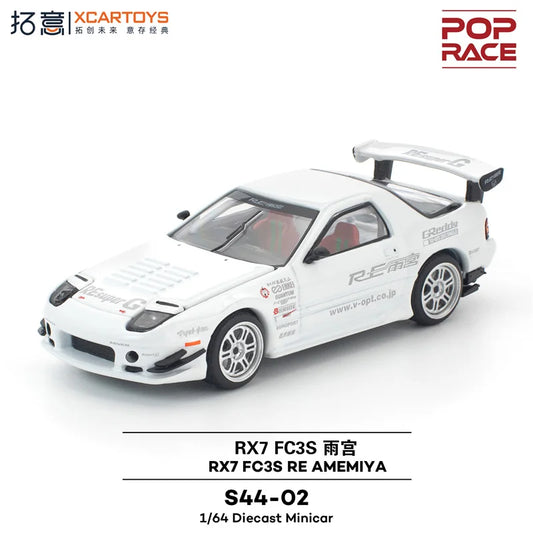 Xcartoys x Pop Race 1:64 RX7 FC3S RE AMEMIYA White Diecast Model Car