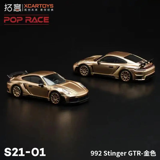 XCarToys x Pop Race 1:64 992 singer GTR golden Diecast Model Car