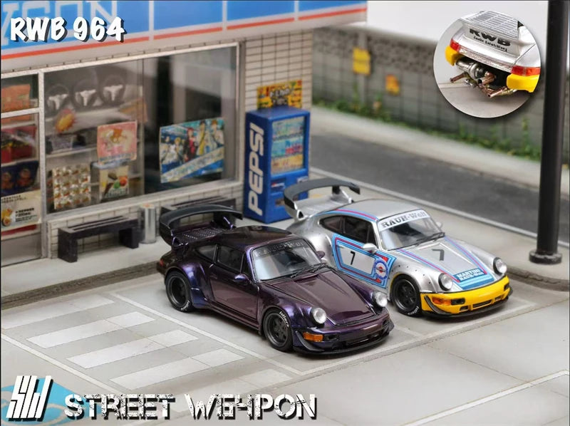SW 1:64 RWB964 Chameleon purple / Matte silver Limited500 Diecast Collector's Vehicle Model Car