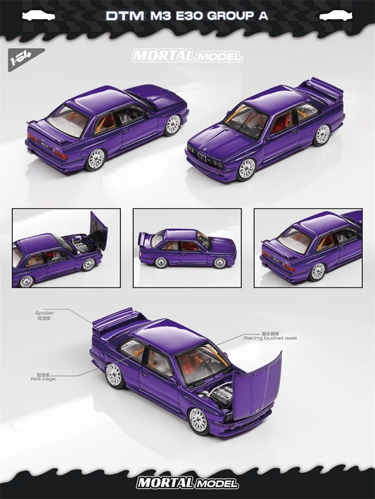 MORTAL 1:64 E30 M3 GROUP A Purple Limited999 Diecast Model Car