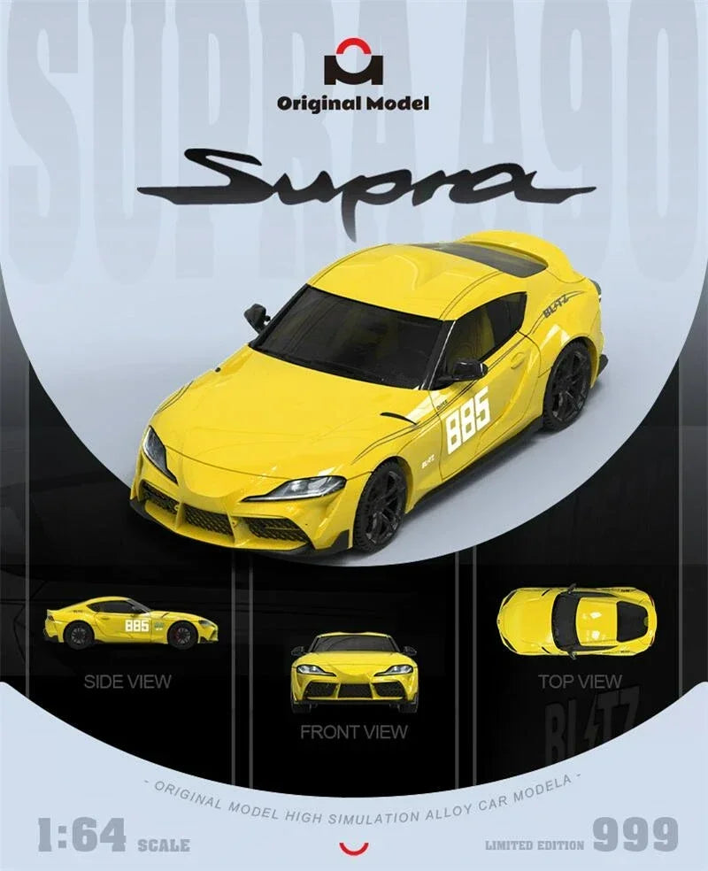 Original Model OM 1:64 supraA90 MF ghost Yellow Limited999 Diecast Model Car
