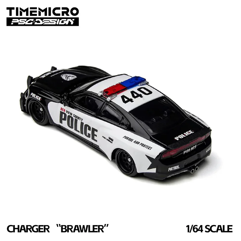 Time Micro × PSC DESIGN 1:64 Police Charger Brawler Rivals Die-Cast Car Model Miniature Gifts