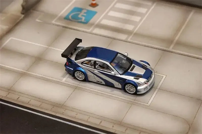 PreSale Ghost Player 1:64 M3 E46 Need for Speed Silver / White Blue Die-Cast Car Model Collection Miniature Gift collection disp